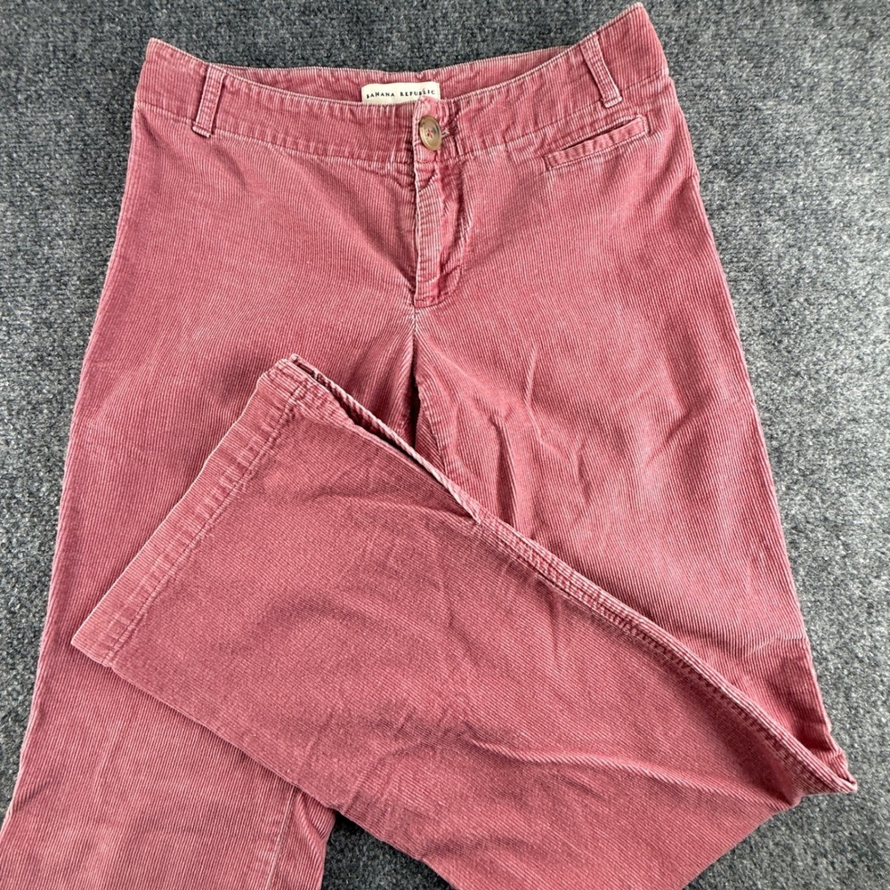 Banana Republic Pink Corduroy Flare Leg Pants Size 0 Dusty Rose Mid Rise Pants